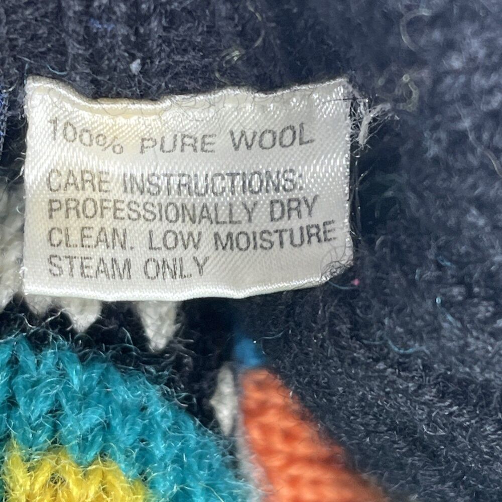 Vintage Columbia Women's Sweater 100% Wool Y2K Artsy Skiing Multi Size Medium - Picture 10 of 12